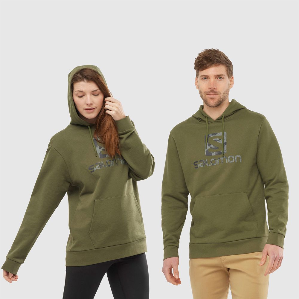 Salomon Singapore Mens Hoodie - OUTLIFE LOGO SUMMER Olive | 03491-KHBC